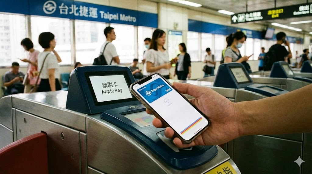 台北捷運閘門多元支付感應區示意