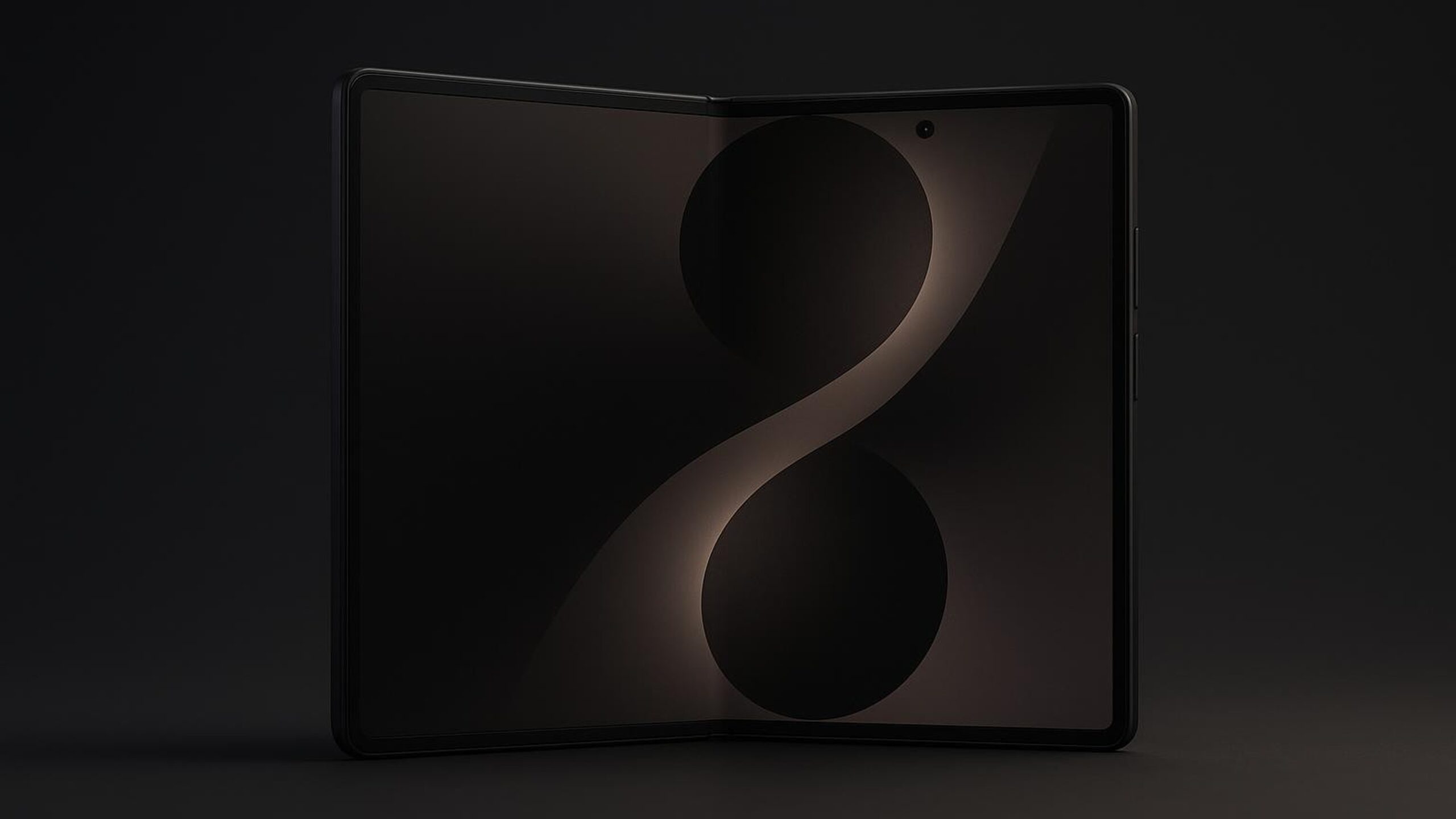 Galaxy Z Fold8 Wide 概念產品圖，呈現更寬比例的書本式摺疊手機設計