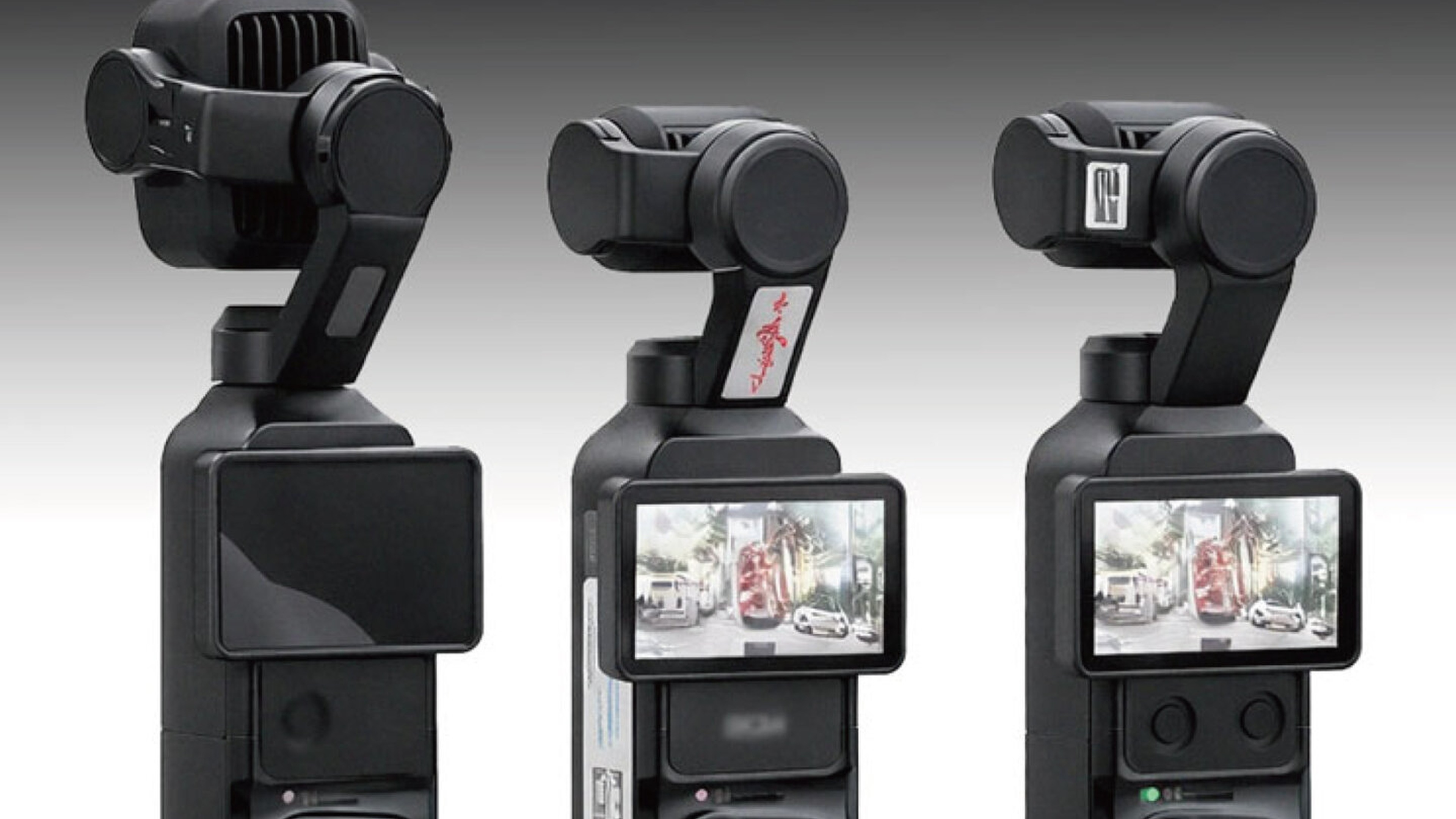 DJI Pocket 4 爆料彙整示意，呈現雲台相機輪廓與單鏡頭設計線索，烘托 4/16 發表活動氛圍，畫面乾淨且無文字覆蓋