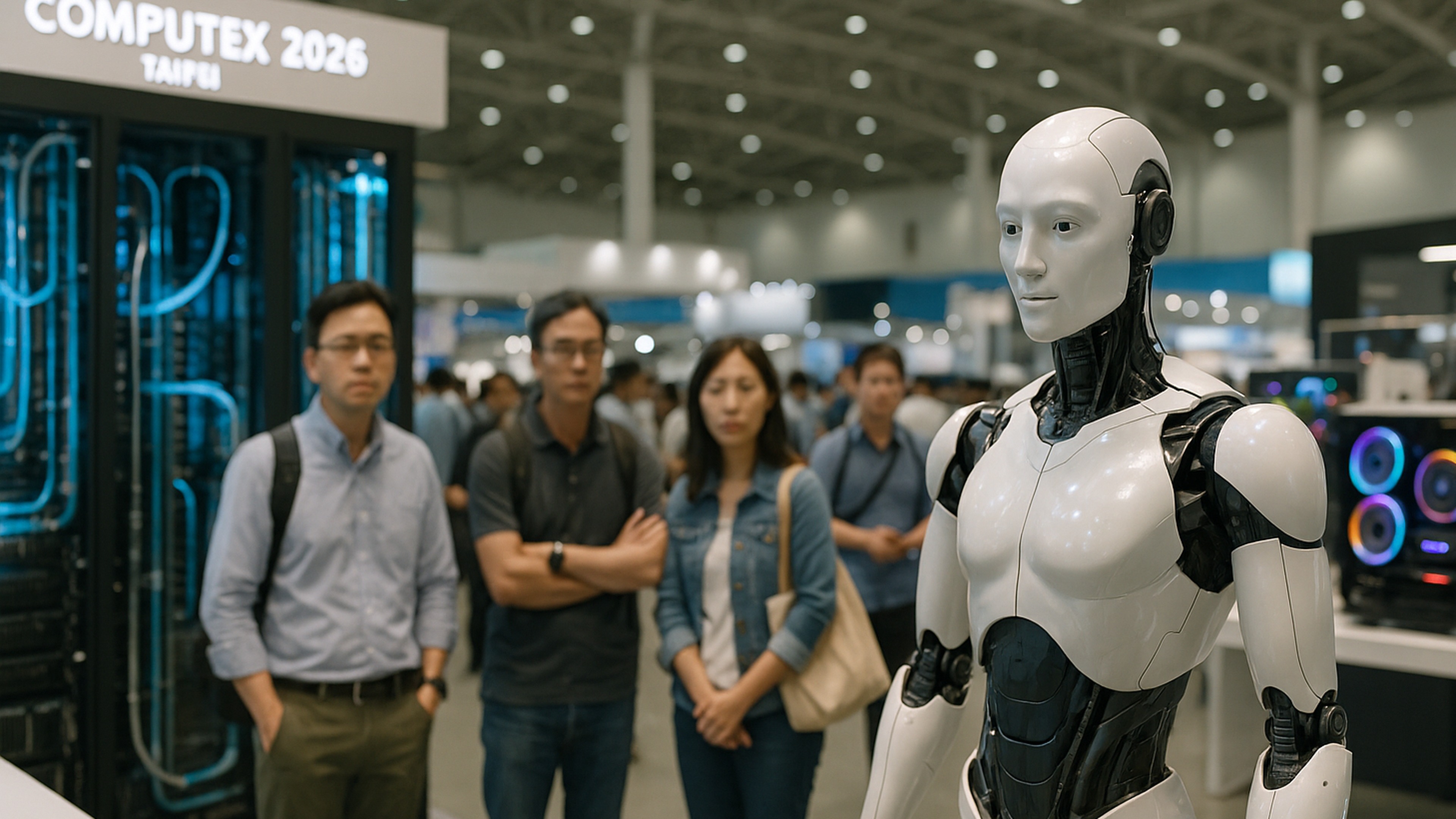 COMPUTEX 2026 科技展現場的 AI 機器人與電腦硬體展示