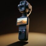 DJI Pocket 4P 官方形象照，展示雙鏡頭口袋雲台相機外觀與高階定位