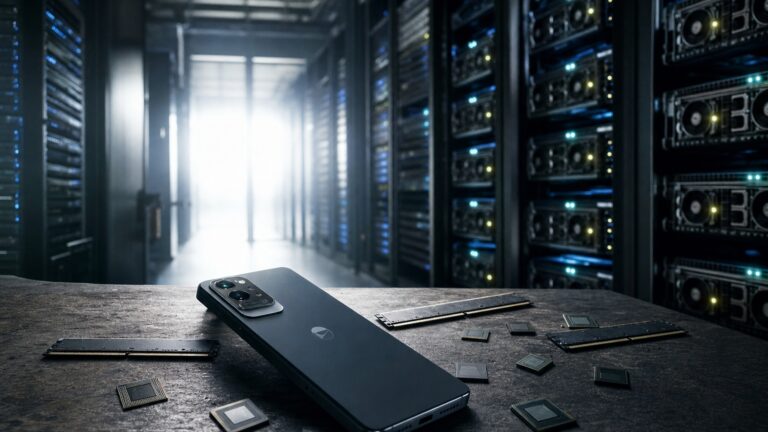 AI 浪潮推升記憶體成本、手機市場洗牌，小眾品牌面臨高門檻壓力的場景示意