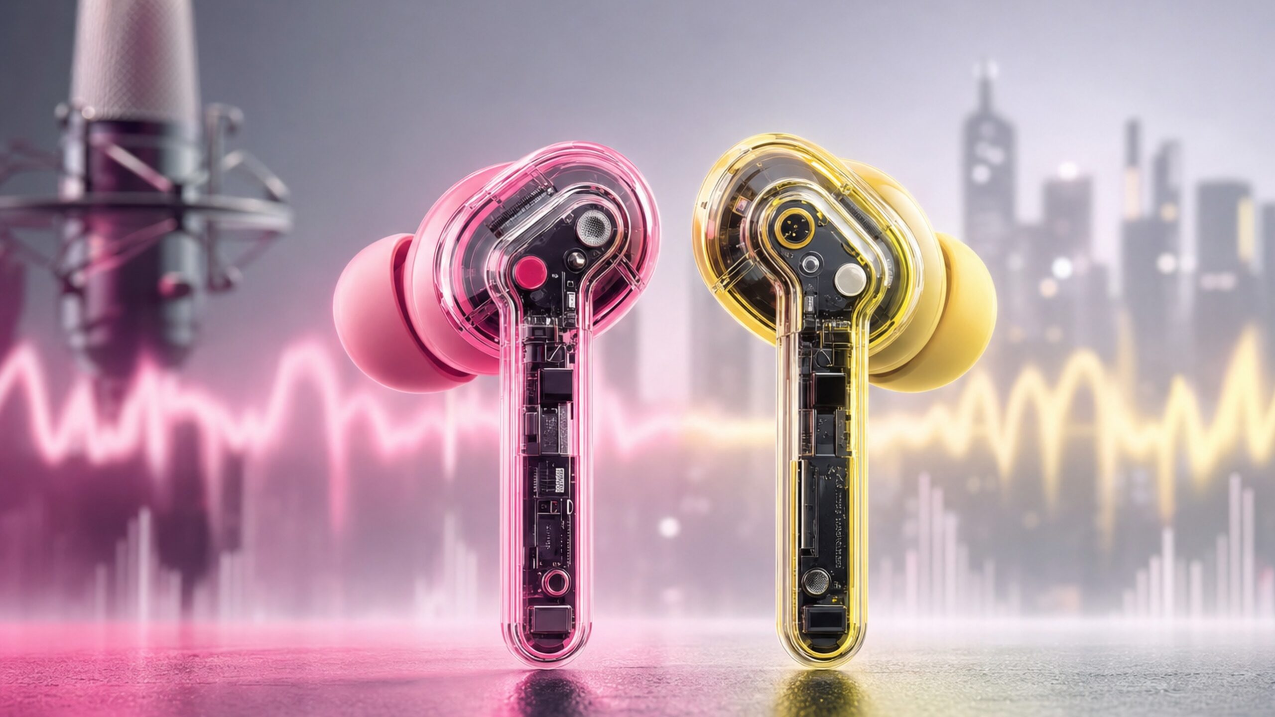 Nothing Ear 3a 粉色與黃色真無線耳機,主打內建錄音與更強的主動降噪設計