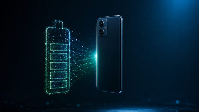 vivo T5 Lite 5G 官方預告配備 6500mAh 電池與 44W 快充的概念示意圖，無文字元素
