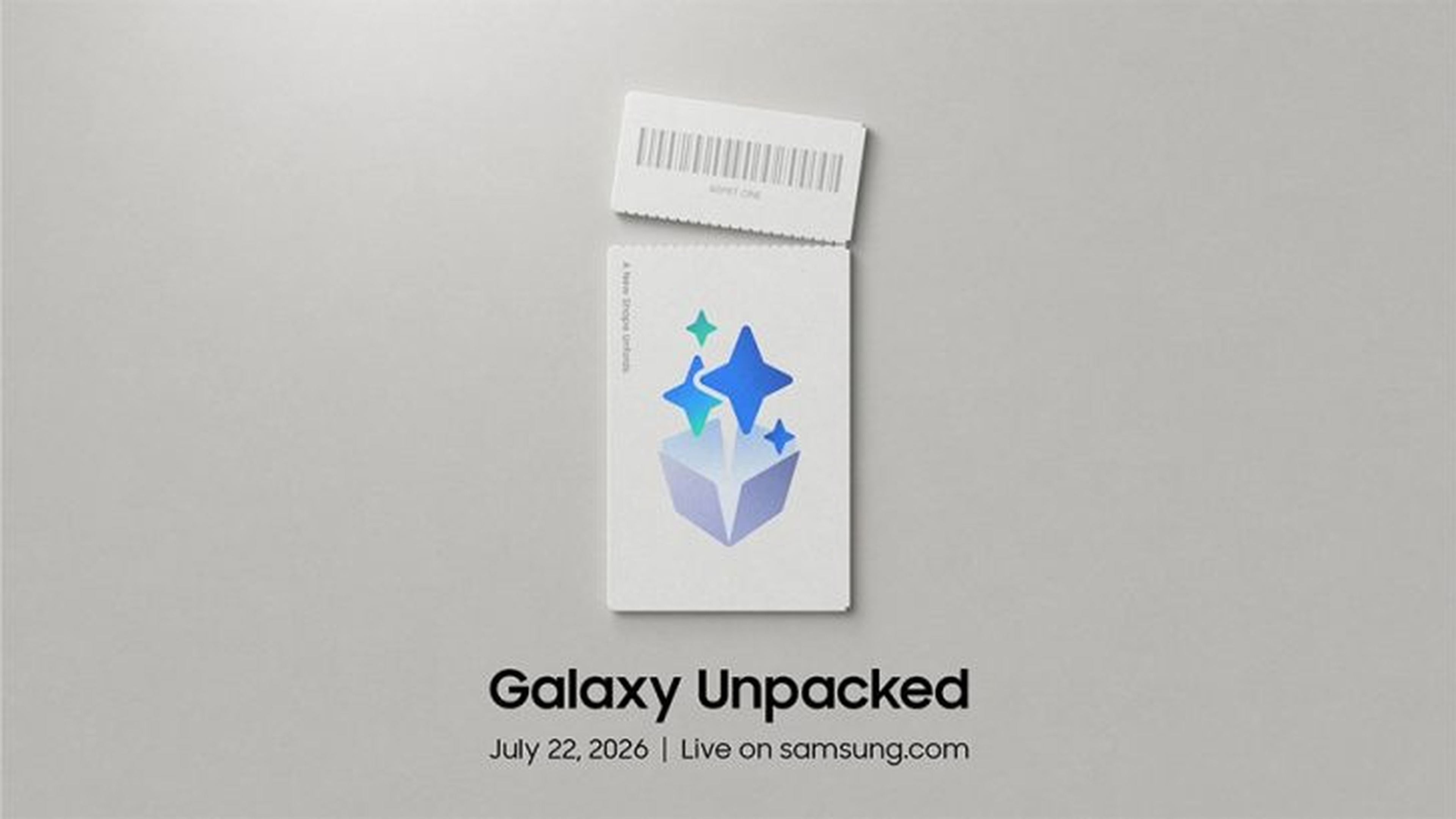 三星 Galaxy Unpacked 2026 邀請函概念視覺,倫敦城市意象與摺疊與 AI 元素,無文字覆蓋、清晰高對比。