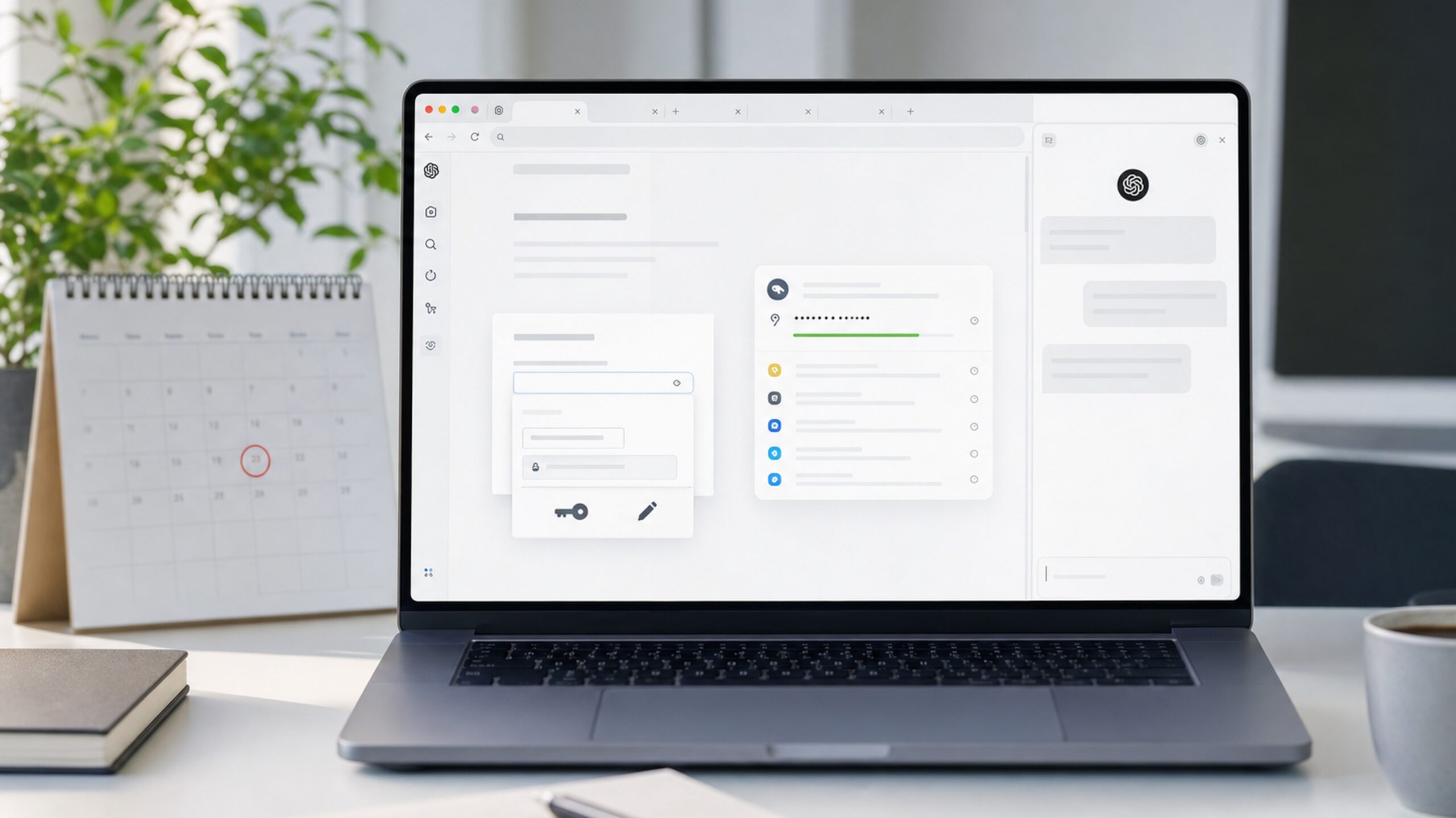 OpenAI 宣布關閉 ChatGPT Atlas 瀏覽器後，桌面版內建瀏覽與雲端瀏覽、Chrome 側邊聊天接棒的情境視覺，無文字卡