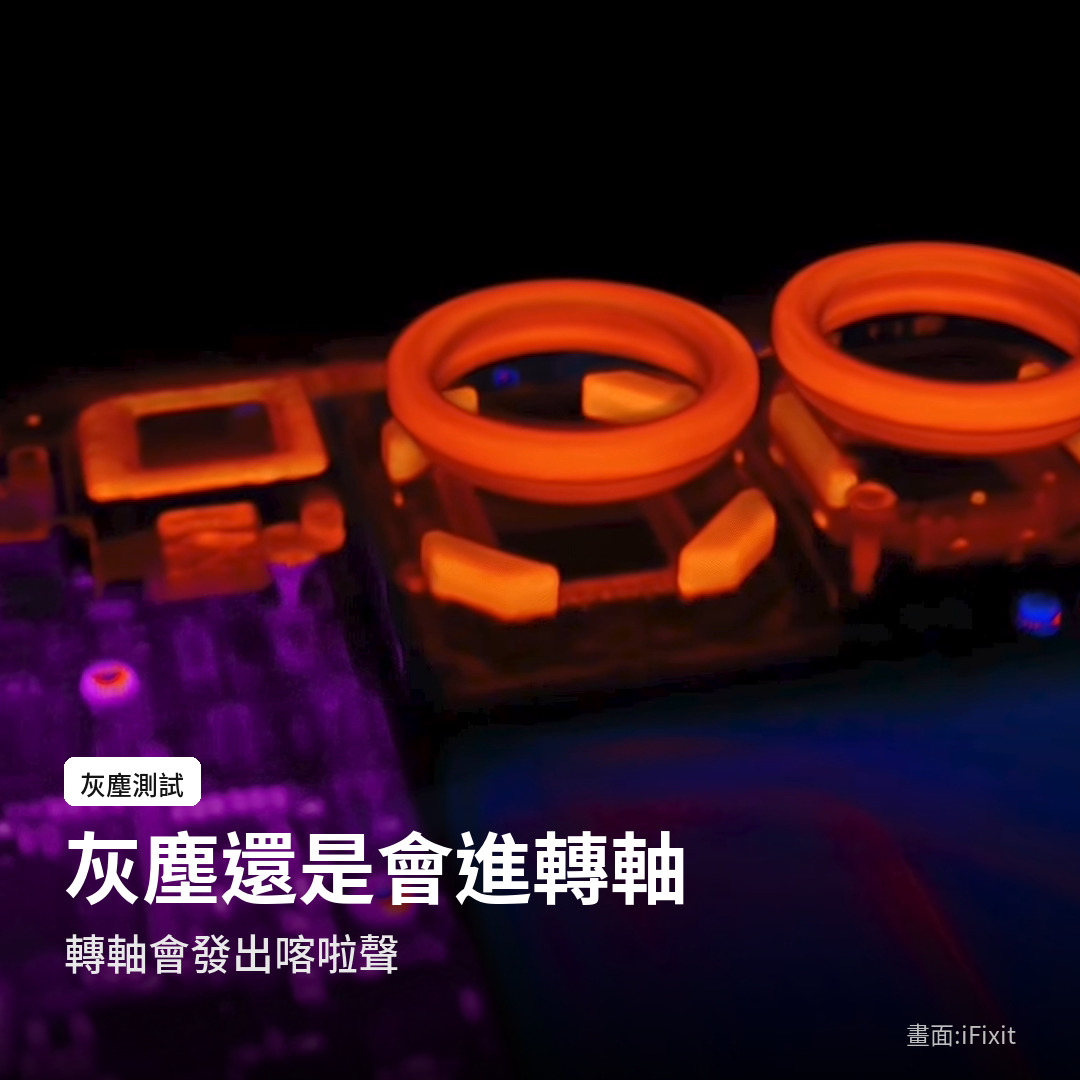 iFixit 用螢光粉測試 iPhone Duo 進灰狀況（畫面：iFixit）