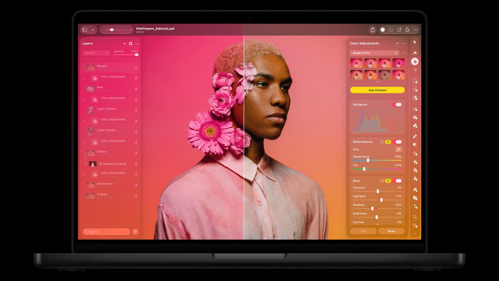 搭載 M6 晶片的 14 吋 MacBook Pro 執行 Pixelmator Pro